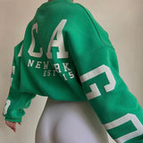 Damen Pullover mit Rundhalsausschnitt und Buchstabendruck – Grün