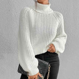 Damen Pullover Rollkragen Elegant – Weiß