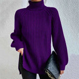 Damen Pullover Rollkragen Elegant – Lila