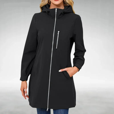 Damen Regenjacke mit Kapuze und Reißverschluss
