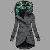 Charlotte | Damen Robuste Winter-Shelljacke mit Kapuze Reißverschluss Lang – Grau