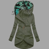 Charlotte | Damen Robuste Winter-Shelljacke mit Kapuze Reißverschluss Lang – Grün