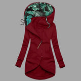 Charlotte | Damen Robuste Winter-Shelljacke mit Kapuze Reißverschluss Lang – Rot