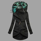 Charlotte | Damen Robuste Winter-Shelljacke mit Kapuze Reißverschluss Lang – Schwarz