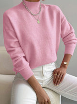 Marlene | Damen Rollkragen Strickpullover mit Rippenmuster Weicher Winterpullover – Hellrosa