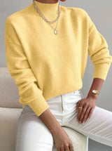 Marlene | Damen Rollkragen Strickpullover mit Rippenmuster Weicher Winterpullover – Gelb
