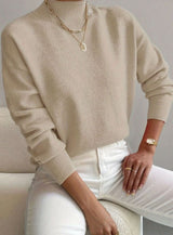 Marlene | Damen Rollkragen Strickpullover mit Rippenmuster Weicher Winterpullover – Beige