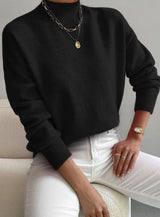 Marlene | Damen Rollkragen Strickpullover mit Rippenmuster Weicher Winterpullover – Schwarz