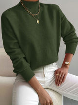 Marlene | Damen Rollkragen Strickpullover mit Rippenmuster Weicher Winterpullover – Grün