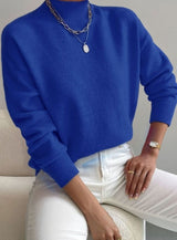 Marlene | Damen Rollkragen Strickpullover mit Rippenmuster Weicher Winterpullover – Blau
