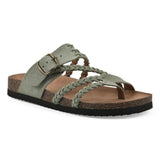 Nora | Damen Sandalen Geflochten mit Schnalle Zehentrenner – Grün