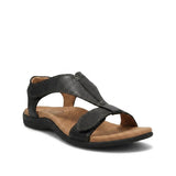 Damen Sandalen mit T-Riemen und Klettverschlüssen – Schwarz