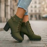Damen Schnürstiefeletten – Grün