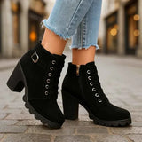 Damen Schnürstiefeletten – Schwarz