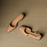 Lena | Damen Slingback Pumps Leder Mandelförmig Niedrig – Aprikose