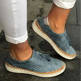 Emilia | Damen Slip-On Loafer Orthopädisch Atmungsaktiv Quasten – Marine