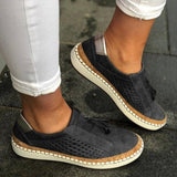Emilia | Damen Slip-On Loafer Orthopädisch Atmungsaktiv Quasten – Schwarz