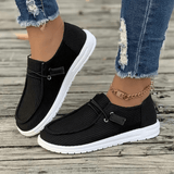 Damen Slip-On Schuhe Flach – Schwarz