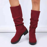 Damen Slouch Stiefel Modisch – Rot