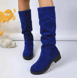 Damen Slouch Stiefel Modisch – Blau