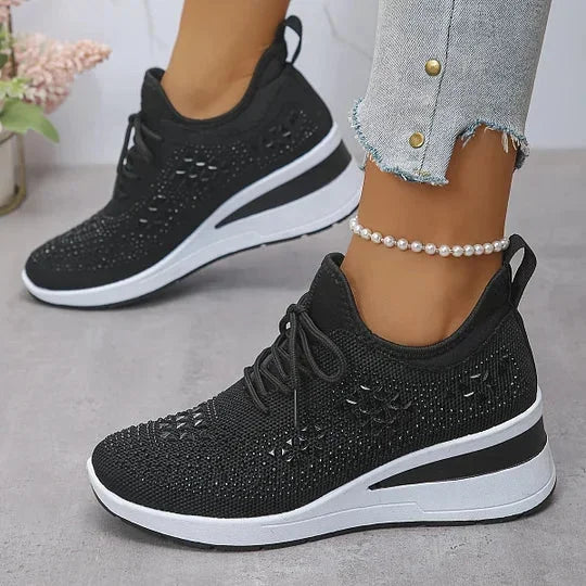 Damen Sneaker mit Komfortsohle und funkelnden Akzenten