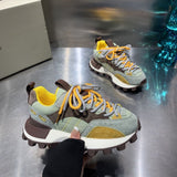 Damen Sneaker mit Profilsohle und Schnürung – Gelb