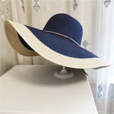 Damen Sonnenhut mit breiter Krempe Elegant – Marineblau