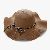Damen Sonnenhut mit breiter Krempe und Schleife – Khaki