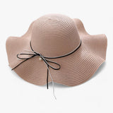 Damen Sonnenhut mit breiter Krempe und Schleife – Rosa
