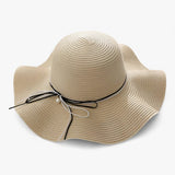 Damen Sonnenhut mit breiter Krempe und Schleife – Beige