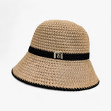 Damen Sonnenhut mit kurzer Krempe und Band – Khaki