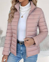 Marlene | Damen Steppjacke Leicht Stehkragen Tailliert – Rosa
