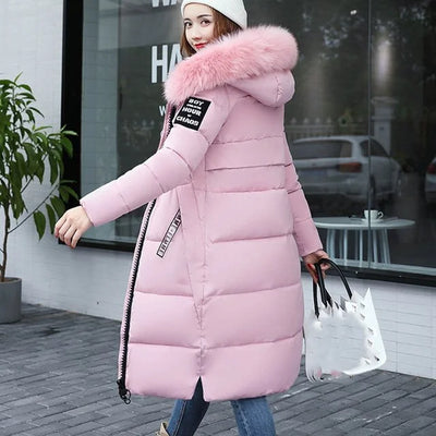 Damen Steppmantel mit Kunstpelzkragen