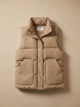 Marlene | Damen Steppweste Bodywarmer mit hohem Stehkragen und Pattentaschen – Khaki