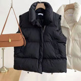Annika | Damen Steppweste Bodywarmer mit Schalkragen Zweiwege-Reißverschluss Boxy-Schnitt – Schwarz
