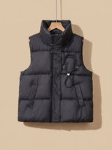Leonie | Damen Steppweste Bodywarmer mit Stehkragen und Kordel-Herzdetail – Schwarz