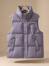 Leonie | Damen Steppweste Bodywarmer mit Stehkragen und Kordel-Herzdetail – Violett