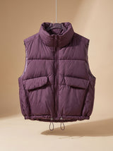 Sophie | Damen Steppweste Bodywarmer mit Stehkragen und Kordelzugsaum – Violett