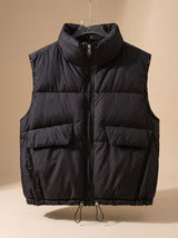 Sophie | Damen Steppweste Bodywarmer mit Stehkragen und Kordelzugsaum – Schwarz