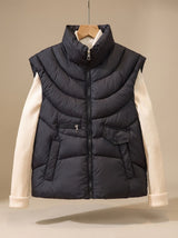 Greta | Damen Steppweste Bodywarmer mit Stehkragen und Multifunktionstaschen – Schwarz