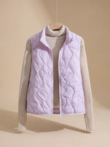 Marlene | Damen Steppweste Bodywarmer mit Stehkragen und Taschen – Hellviolett