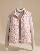 Marlene | Damen Steppweste Bodywarmer mit Stehkragen und Taschen – Rosa