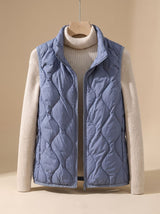 Marlene | Damen Steppweste Bodywarmer mit Stehkragen und Taschen – Dunstblau