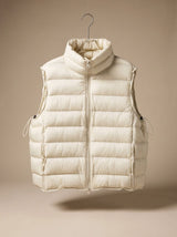 Annika | Damen Steppweste Bodywarmer mit Zweiwege-Reißverschluss Stehkragen – Offwhite