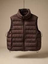 Annika | Damen Steppweste Bodywarmer mit Zweiwege-Reißverschluss Stehkragen – Braun