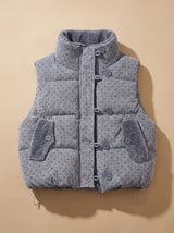 Marie | Damen Steppweste mit Teddyfutter Stehkragen Punkte Bodywarmer – Grau