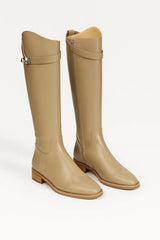 Damen Stiefel Kniehoch Elegant mit Schmaler Silhouette – Beige