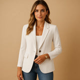 Katharina | Damen Stretch-Blazer Einreihig Tailliert – Weiß