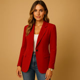 Katharina | Damen Stretch-Blazer Einreihig Tailliert – Rot