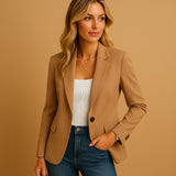 Katharina | Damen Stretch-Blazer Einreihig Tailliert – Braun